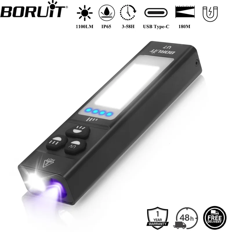 Fishing Kit Compact - BORUiT U7 УФ-светодиодный фонарик EDC 1100LM