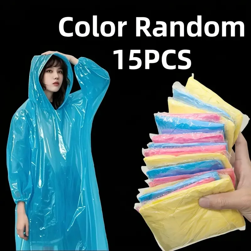 Emergency Poncho Rain - 15/30 шт. Одноразовое прозрачное пончо от