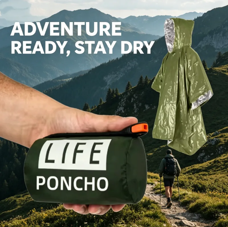 Emergency Poncho Rain - Трехфункциональный термо-дождевик для экстренных ситуаций |