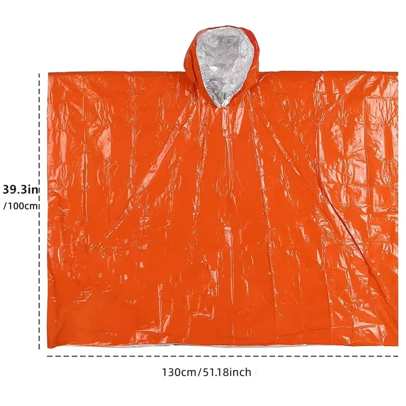 Survival Blanket Reflective - Термоотражающее одеяло-пончо, водонепроницаемый одноразовый дождевик, компактное