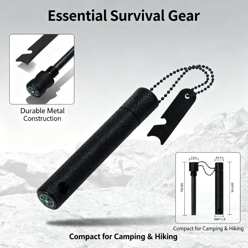 Magnesium Fire Starter - Магниевый стержень с компасом - водонепроницаемый,