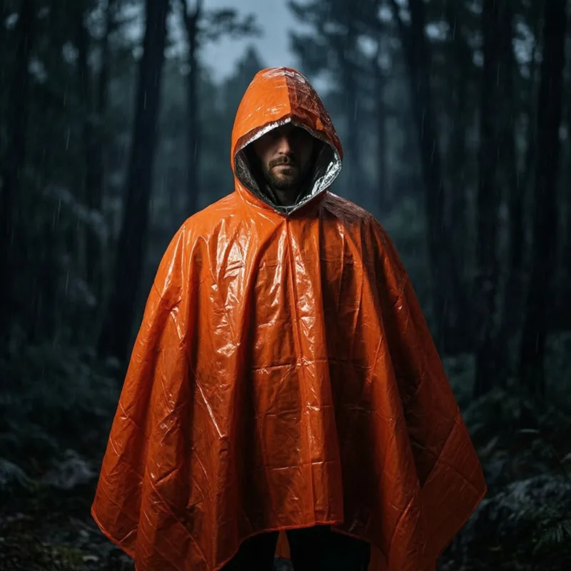 Emergency Poncho Rain - Компактный дождевик-пончо с капюшоном, утолщенный, износостойкий,