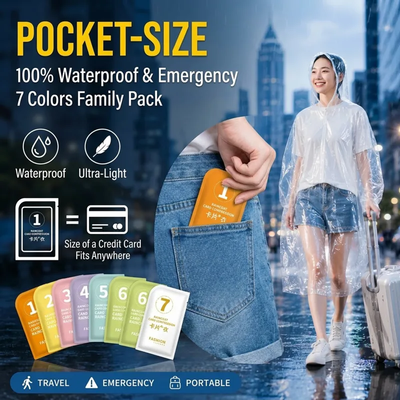 Emergency Poncho Rain - Универсальный портативный одноразовый дождевик из ПЭ,