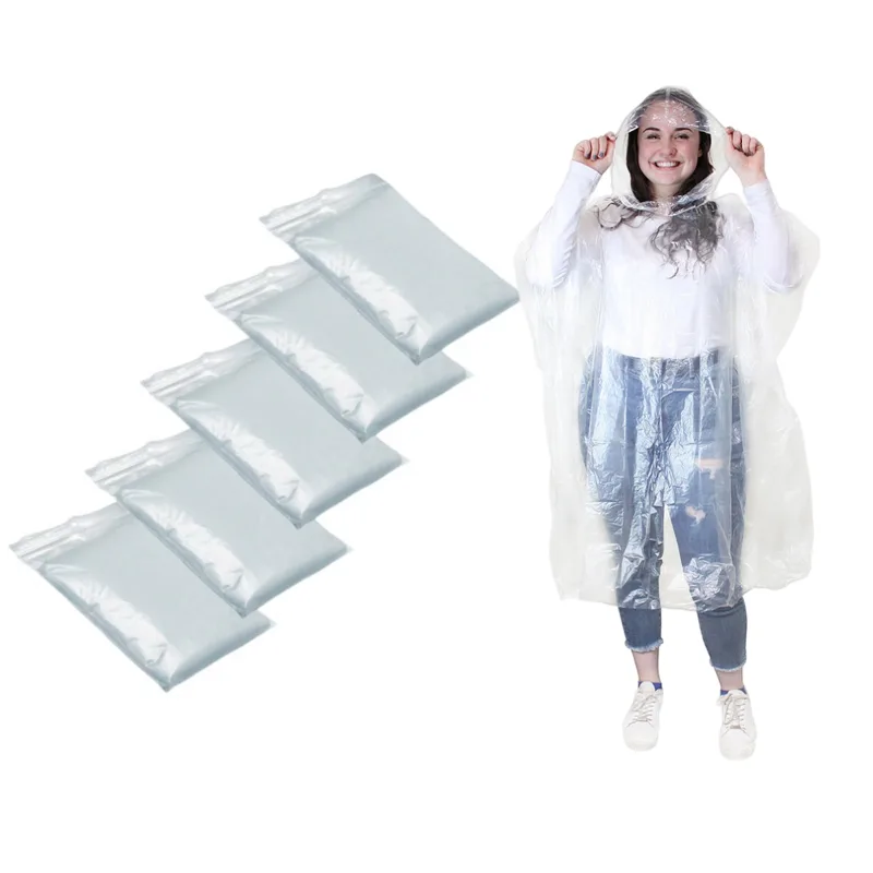 Emergency Poncho Rain - Одноразовый водонепроницаемый дождевик, прозрачный портативный пончо