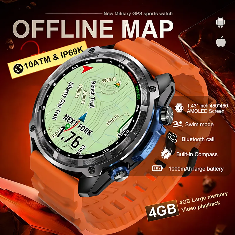 Compass Lensatic - Смарт-часы 2026 с GPS, офлайн-картами, 4