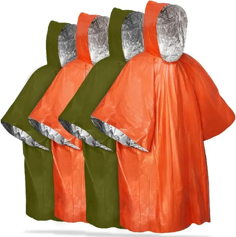 Emergency Poncho Rain - Аварийный дождевик с капюшоном, многоразовый, устойчивый