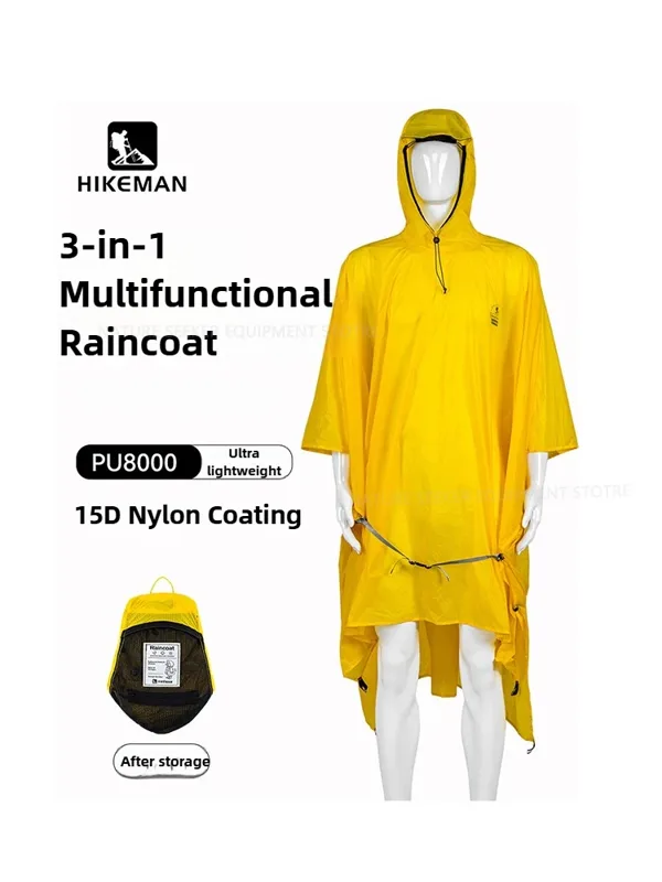 Emergency Poncho Rain - 15D/210T плащ, водонепроницаемый дождевик-пончо, сверхлегкий уличный
