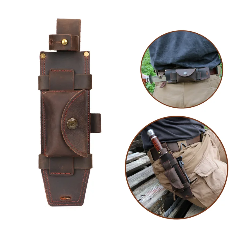 Кожаный чехол Tourbon для похо – обзор и цена Bushcraft Knife Fixed