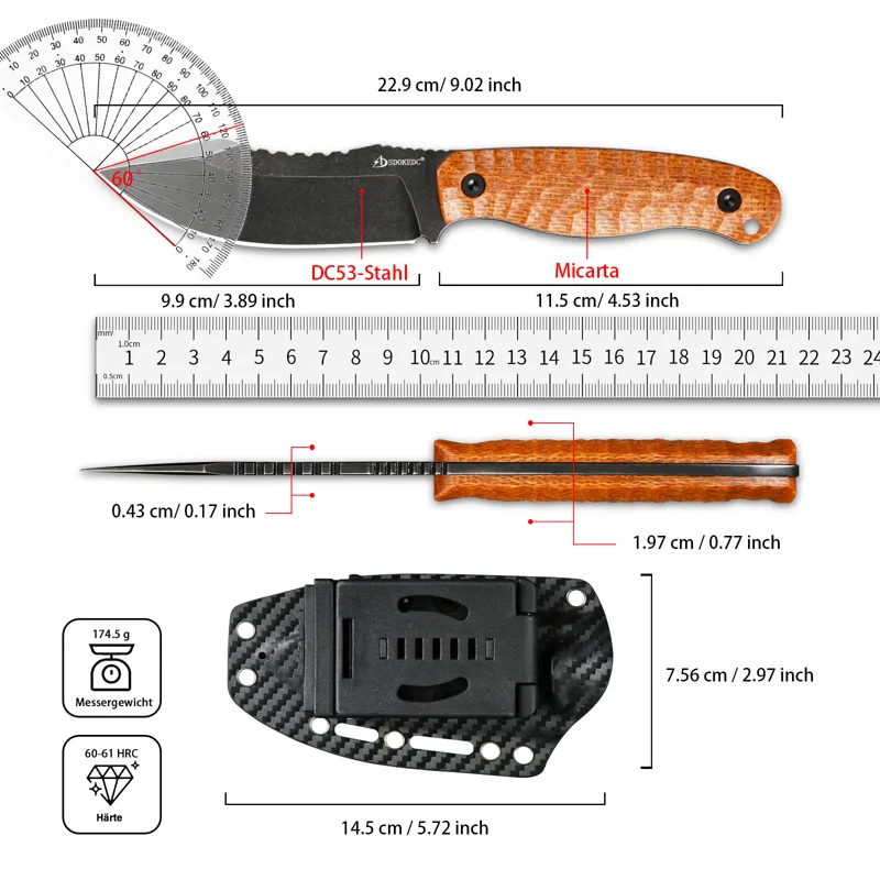Универсальный нож SDOKEDC DC53 – обзор и цена Bushcraft Knife Fixed